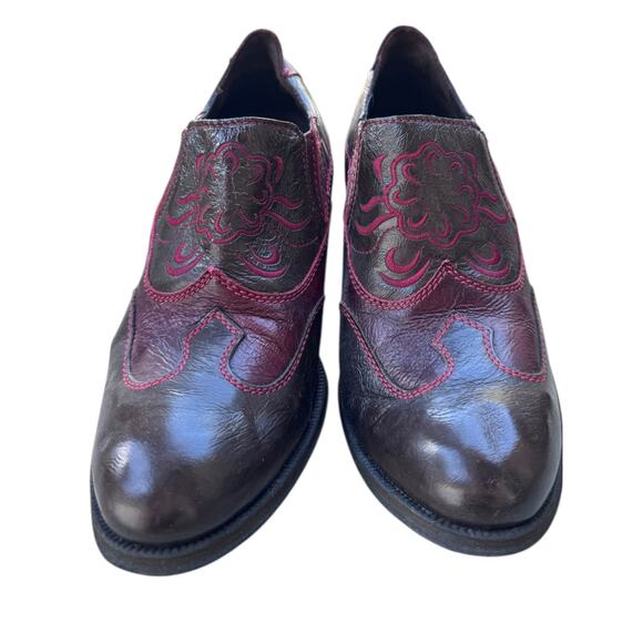Born Leather Western Booties 8/39 Burgundy Red Stitch Made in Mexico - Picture 1 of 8